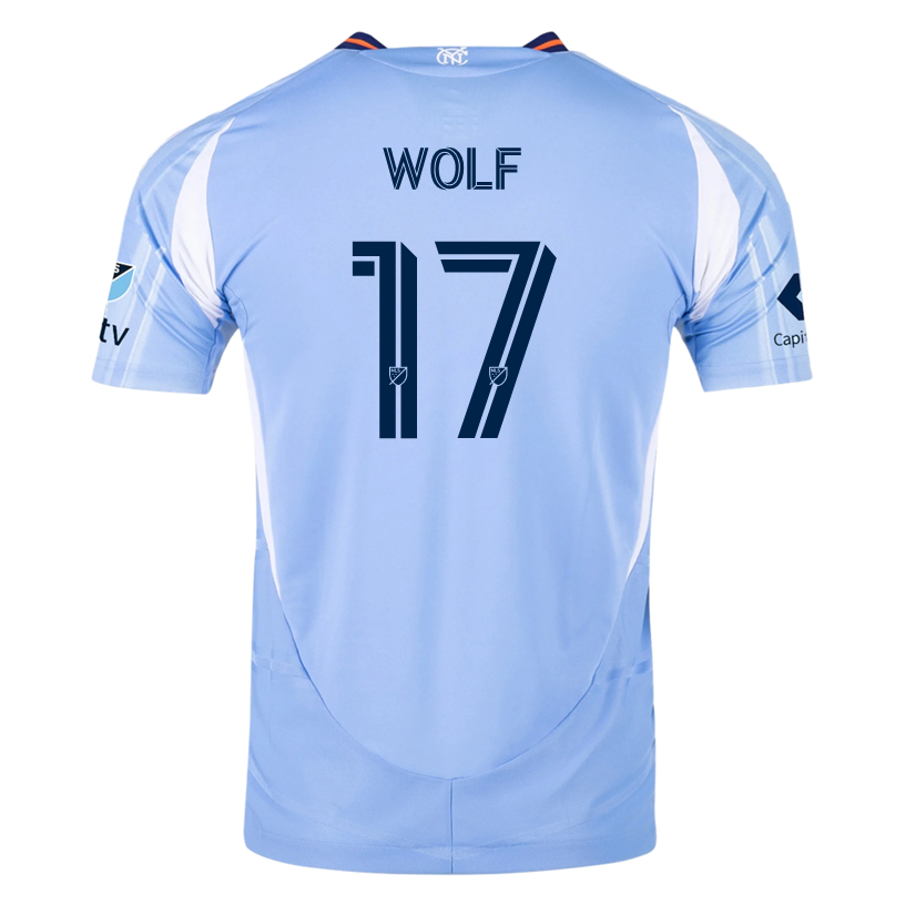 adidas Hannes Wolf New York City FC Authentic Home Jersey 25/26 w/ MLS Patches (Bahia Light Blue)