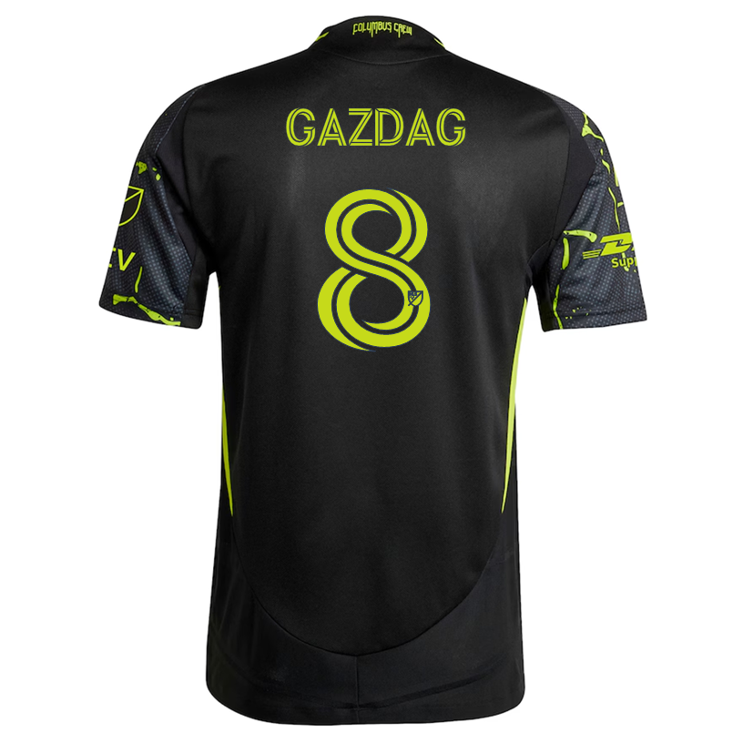 adidas Dániel Gazdag Columbus Crew Authentic Away Jersey w/ MLS Patches 25/26 (Black/Yellow)