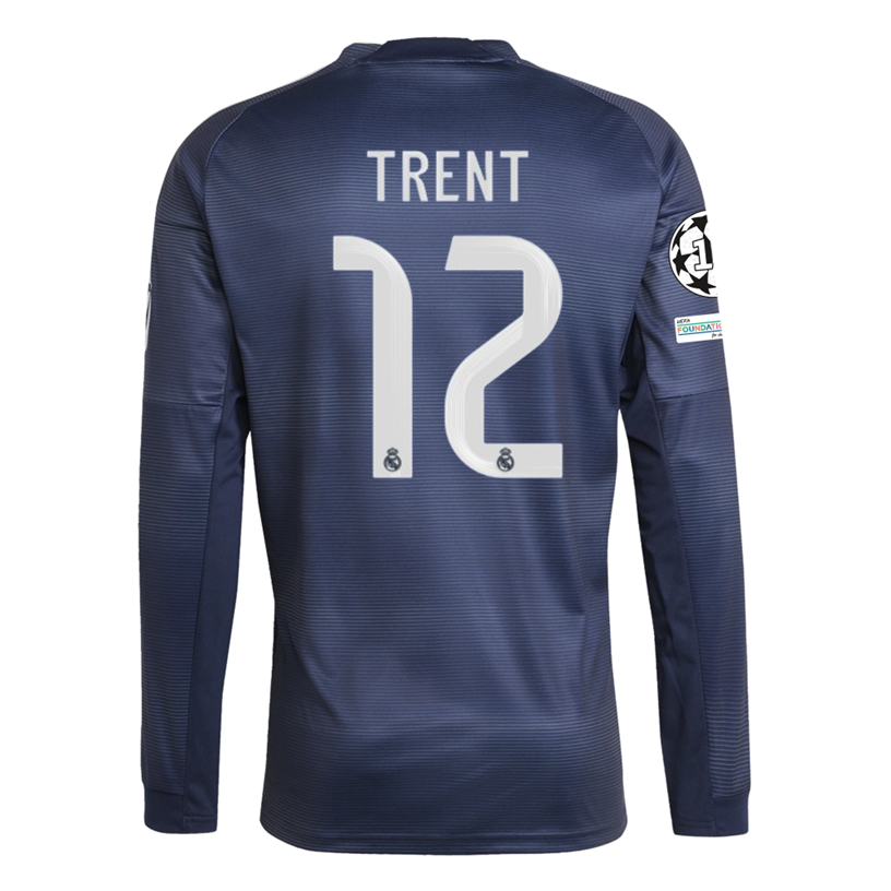 adidas Real Madrid Trent Long Sleeve Away Jersey w/ Champions League Patches 25/26 (Legend Ink)