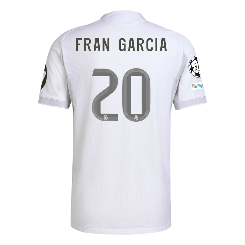 adidas Francisco José García Torres Real Madrid 25/26 Home Jersey w/ Champions League Patches (White)