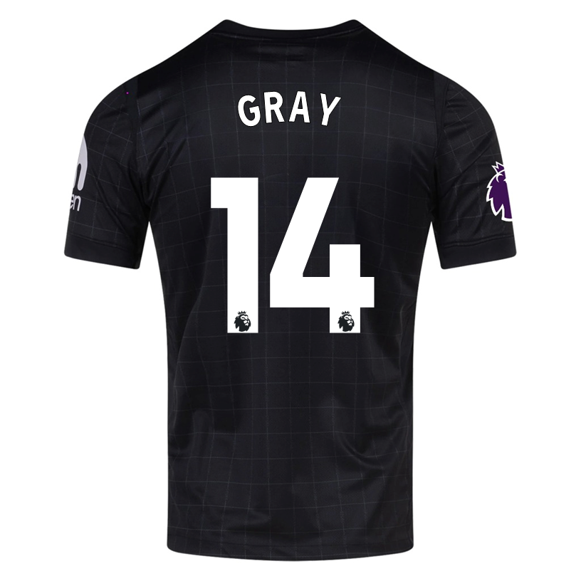 Nike Gray Men's Tottenham Away Jersey w/ EPL + No Room For Racism Patches 25/26 (Black/Iron)