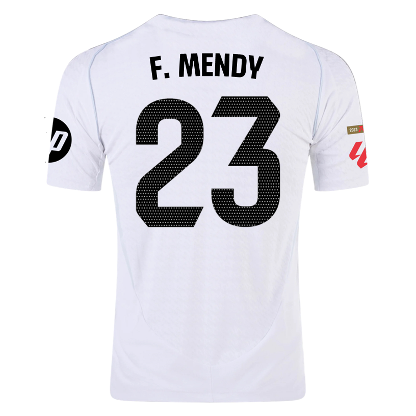 adidas F.Mendy Real Madrid Authentic Home Jersey w/ La Liga Patches 24/25 (White/Black)