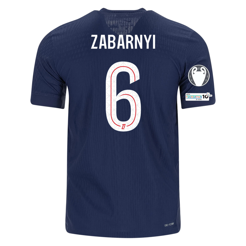 Nike Men's Zabarnyi Paris Saint-Germain Authentic Home Jersey 25/26 w/ Champions League Patches (Navy)