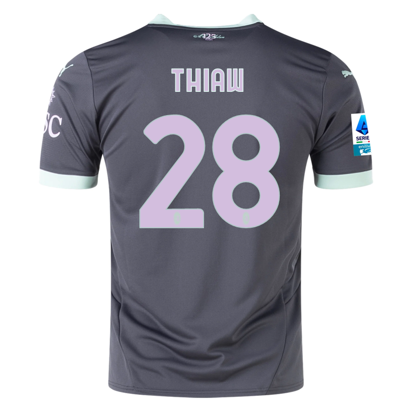 Puma AC Milan Malick Thiaw Third Jersey w/ Serie A Patch 24/25 (Shadow Gray/Fresh Mint)