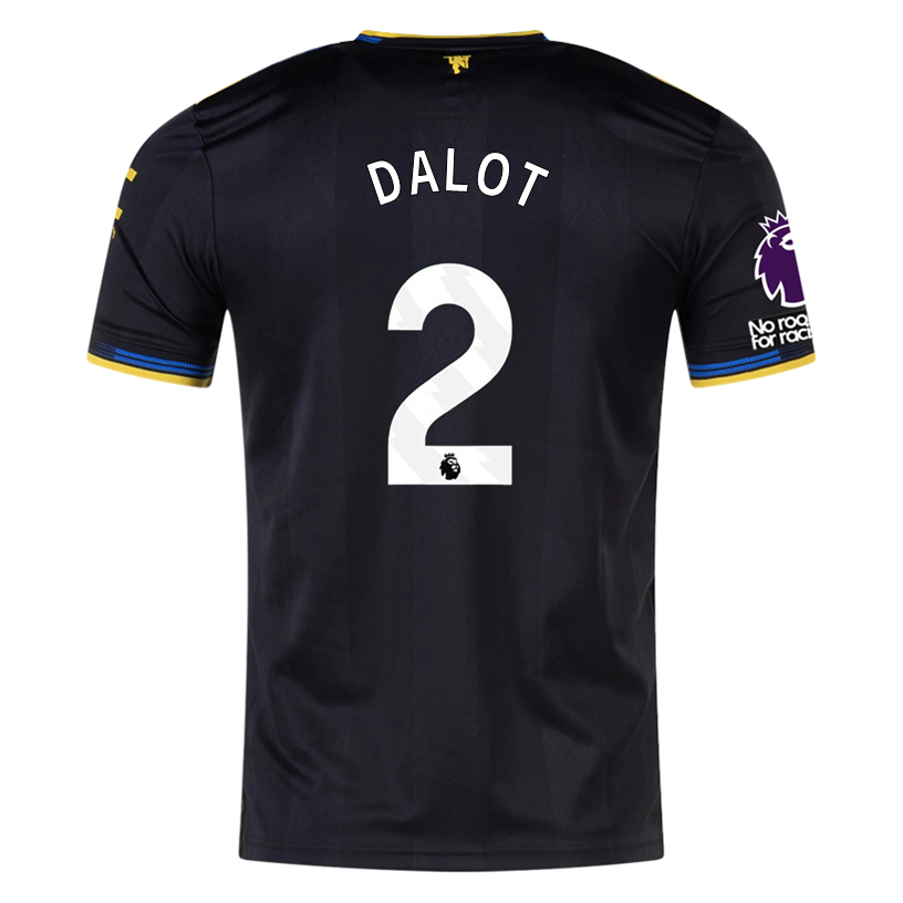 adidas Dalot Men's Manchester United Authentic Third Jersey 25/26 w/ NRFR + EPL Patches (Black)