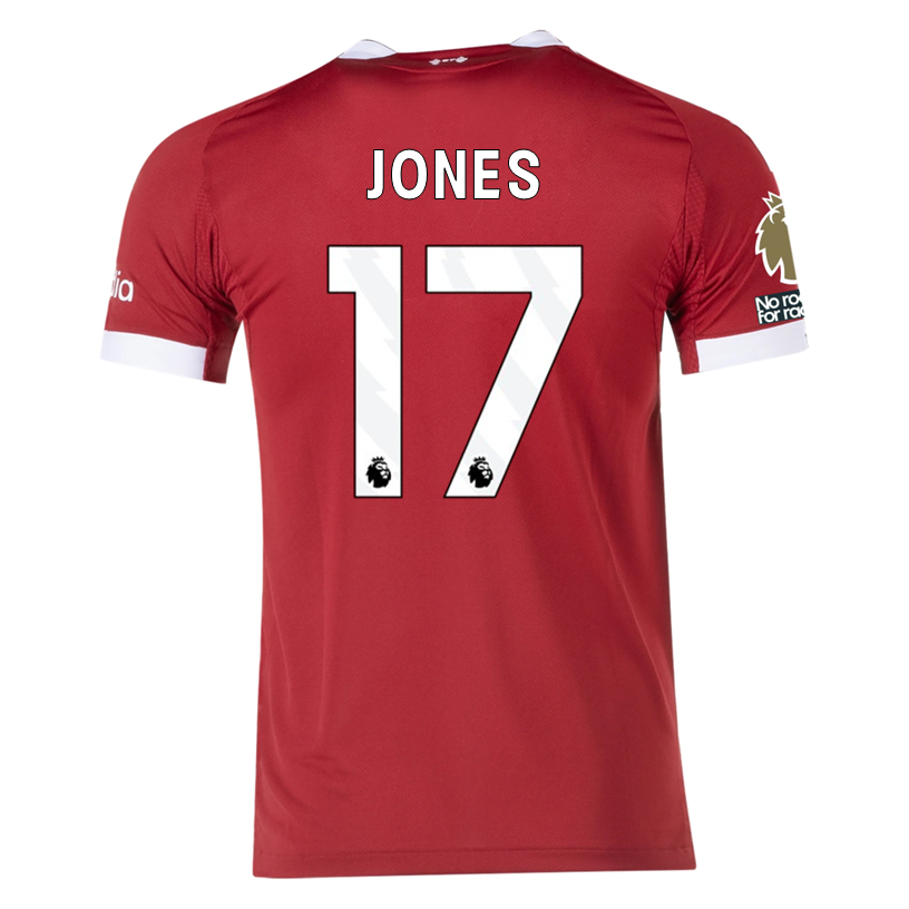adidas Men's Liverpool FC Authentic Jones Home Jersey 25/26 w/ EPL + NRFR Patches (Strawberry Red)