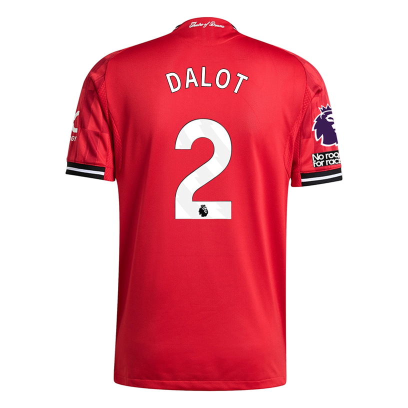 adidas Dalot Men's Manchester United Authentic Home Jersey 25/26 w/ NRFR + EPL Patch (Red)