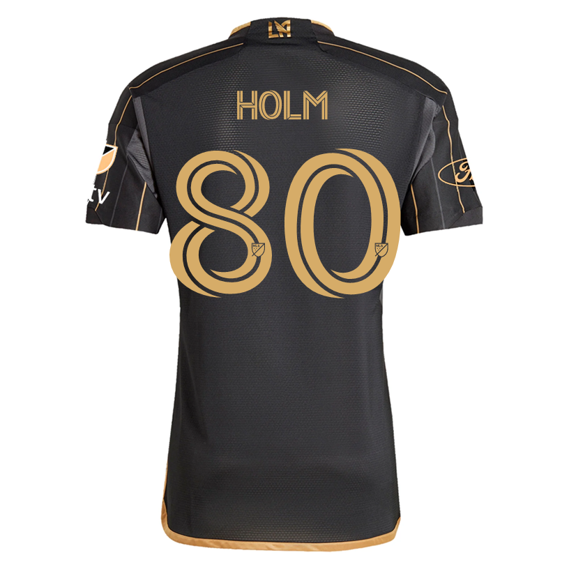 adidas Odin Holm LAFC Home 2025 Jersey w/ MLS + Apple TV + Ford Patches (Black/Gold)
