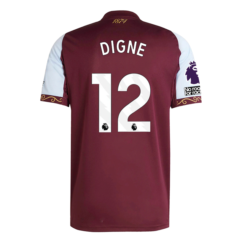 adidas Digne Men's Aston Villa Home Jersey 25/26 w/ NRFR + EPL Patches (Maroon/Blue)
