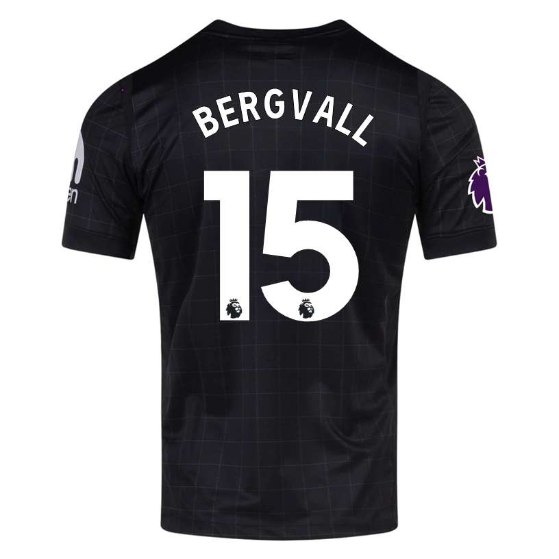 Nike Bergvall Men's Tottenham Away Jersey w/ EPL + No Room For Racism Patches 25/26 (Black/Iron)