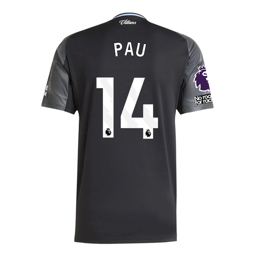 adidas Pau Men's Aston Villa 25/26 Away Jersey w/ EPL + NRFR Patches (Black/Global Blue)