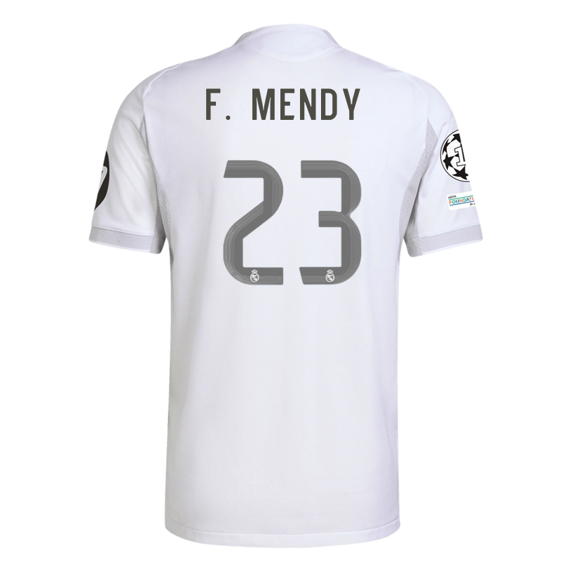 adidas Ferland Mendy  Real Madrid 25/26 Home Jersey w/ Champions League Patches (White)
