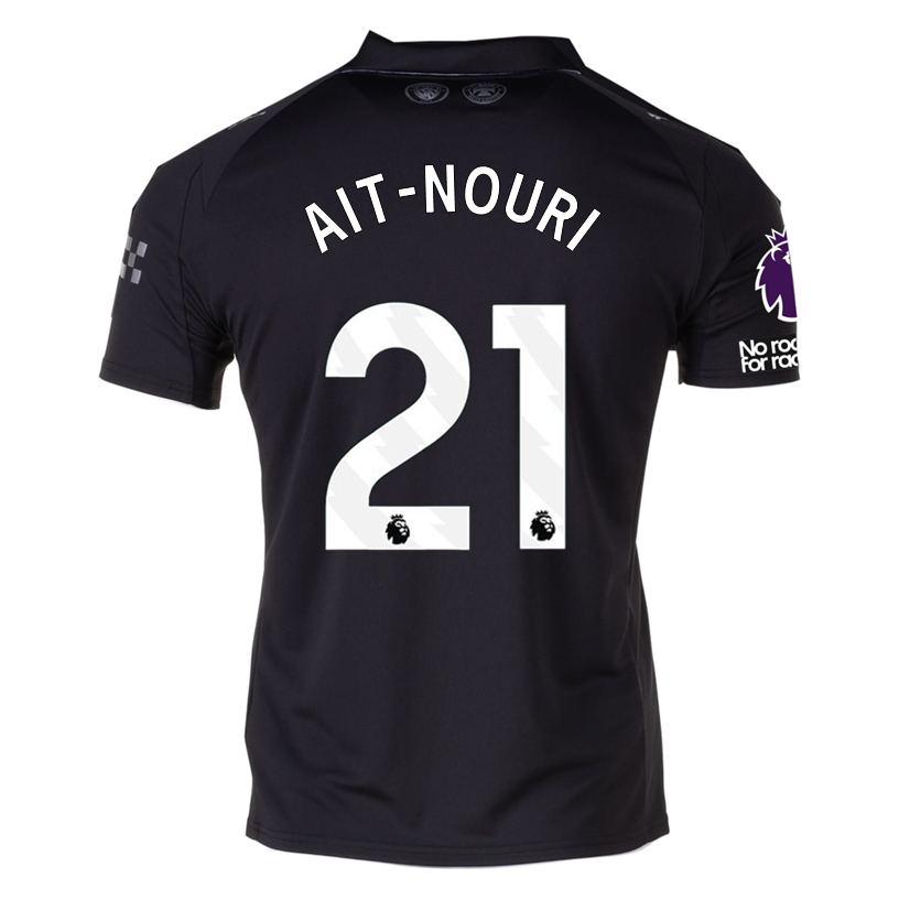 Puma Ait- Nouri Men&#39;s Manchester City Away Jersey 25/26 w/ NRFR + EPL Patches (Puma Black)