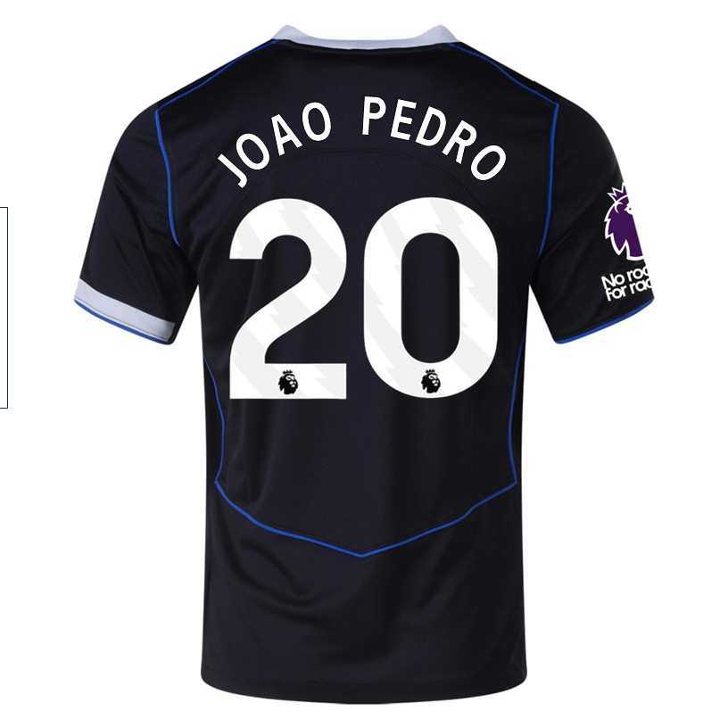 Nike Joao Pedro Chelsea T90 Third Jersey w/ EPL + NRFR + CWCC Patch 25/26 (Black/Silver)