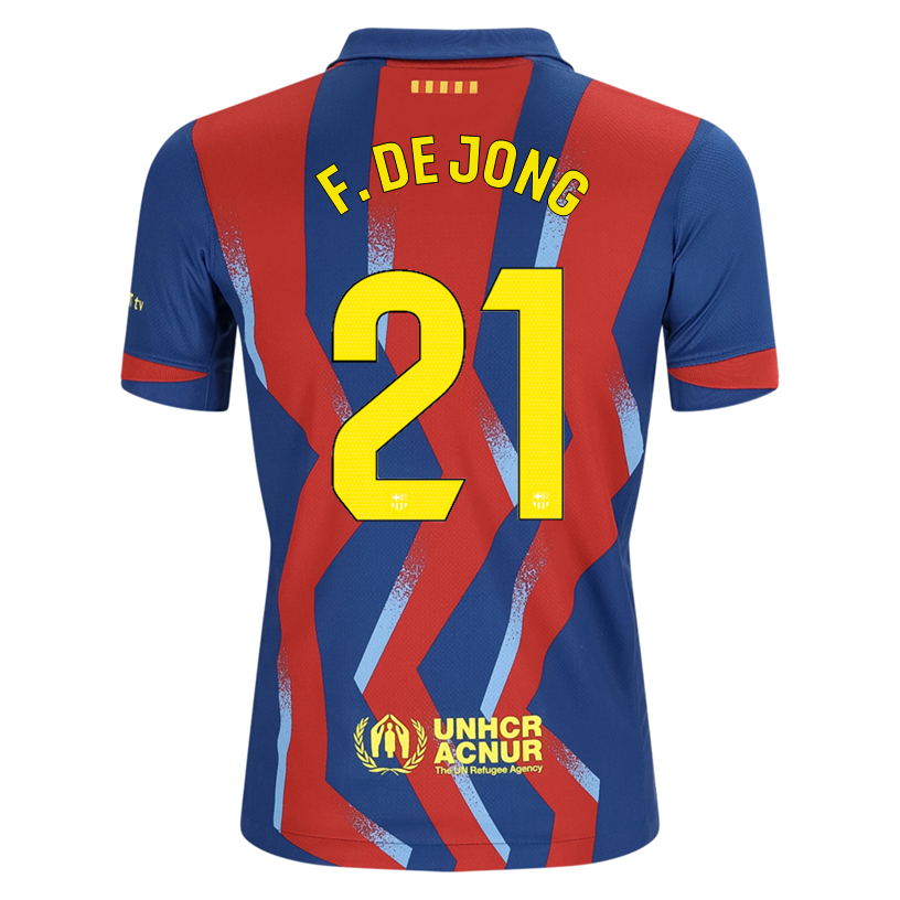 Nike Youth F. De Jong  FC Barcelona 4th Soccer Jersey 25/26 (Gym Blue/Salsa Red)