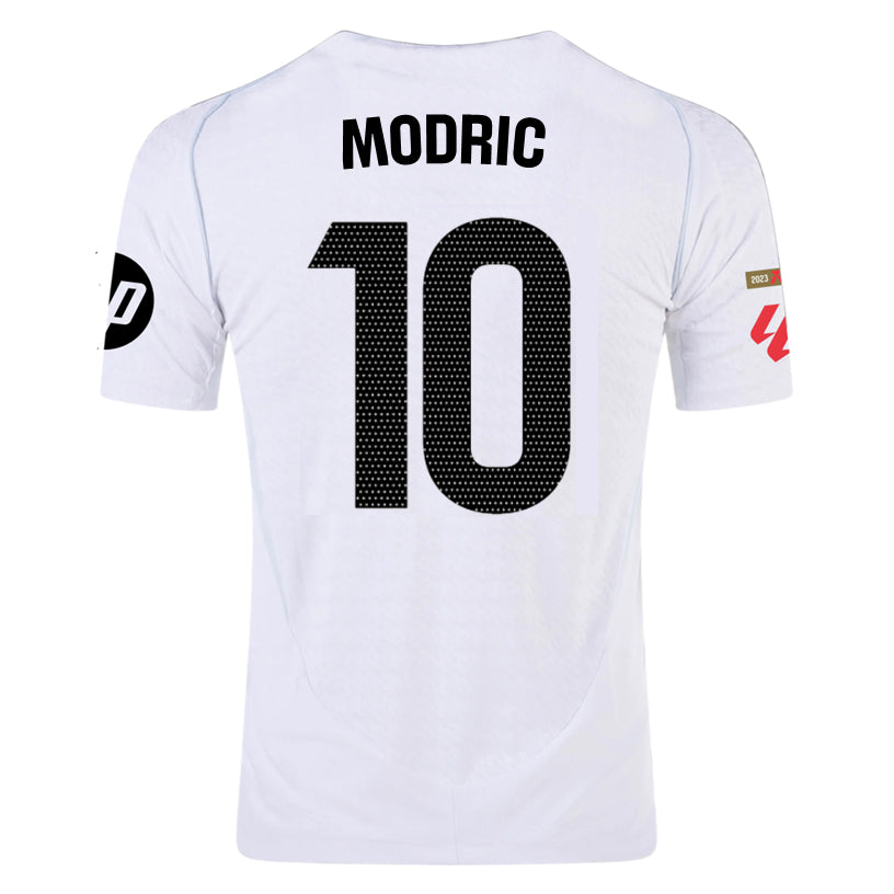 adidas Modrić Real Madrid Authentic Home Jersey w/ La Liga Patches 24/25 (White/Black)