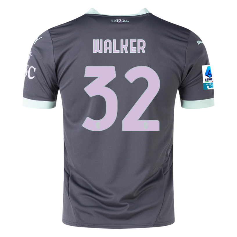 Puma AC Milan Kyle Walker Third Jersey w/ Serie A Patch 24/25 (Shadow Gray/Fresh Mint)