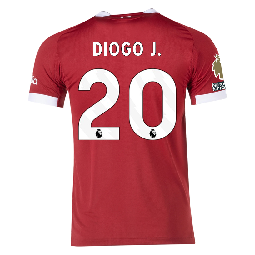 adidas Men's Liverpool FC Authentic Diogo J. Home Jersey 25/26 w/ EPL + NRFR Patches (Strawberry Red) (
