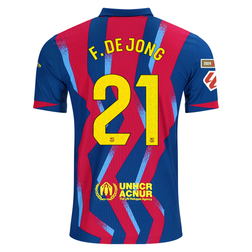 Nike Men's FC Barcelona F. De Jong 4th Authentic Jersey 25/26 w/ La Liga Patches (Blue/Red/Yellow)