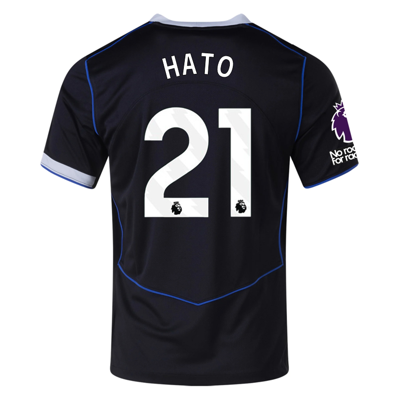 Nike Hato Chelsea T90 Third Jersey w/ EPL + NRFR + CWCC Patch 25/26 (Black/Silver)