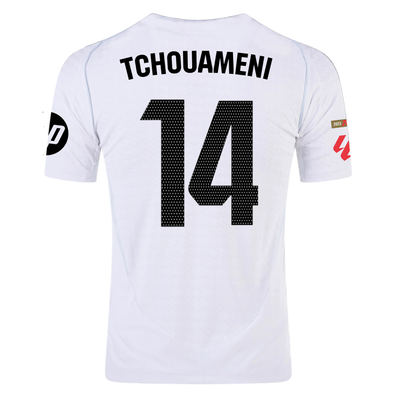 adidas Tchouaméni Real Madrid Authentic Home Jersey w/ La Liga Patches 24/25 (White/Black)