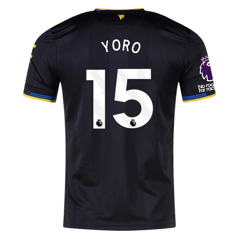 adidas Yoro Men's Manchester United Authentic Third Jersey 25/26 w/ NRFR + EPL Patches (Black)