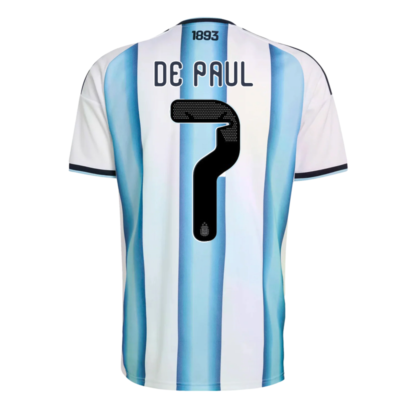 adidas Men's De Paul Argentina 2026 Home World Cup Jersey (White/Icey Light Blue)