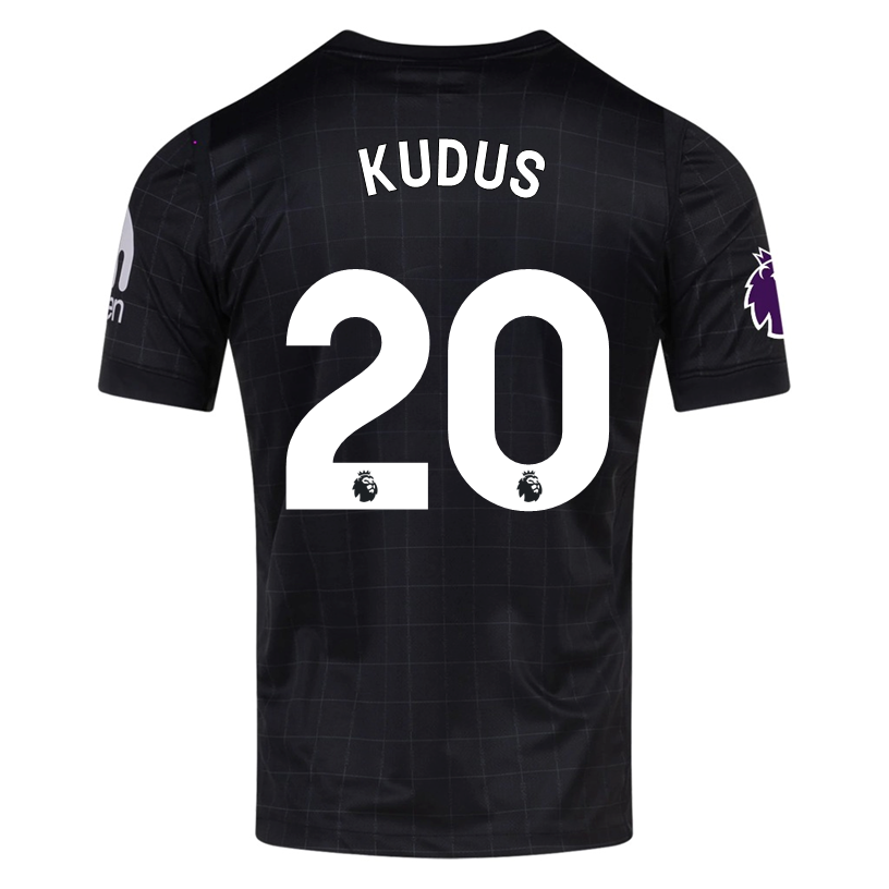 Nike Kudus Men's Tottenham Away Jersey w/ EPL + No Room For Racism Patches 25/26 (Black/Iron)