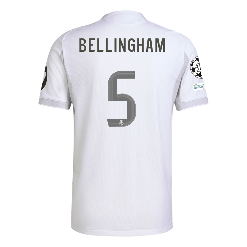 adidas Jude Bellingham Real Madrid 25/26 Home Jersey w/ Champions League Patches (White)