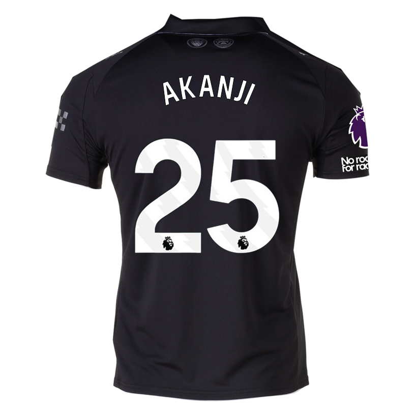 Puma Akanji Men&#39;s Manchester City Away Jersey 25/26 w/ NRFR + EPL Patches (Puma Black)