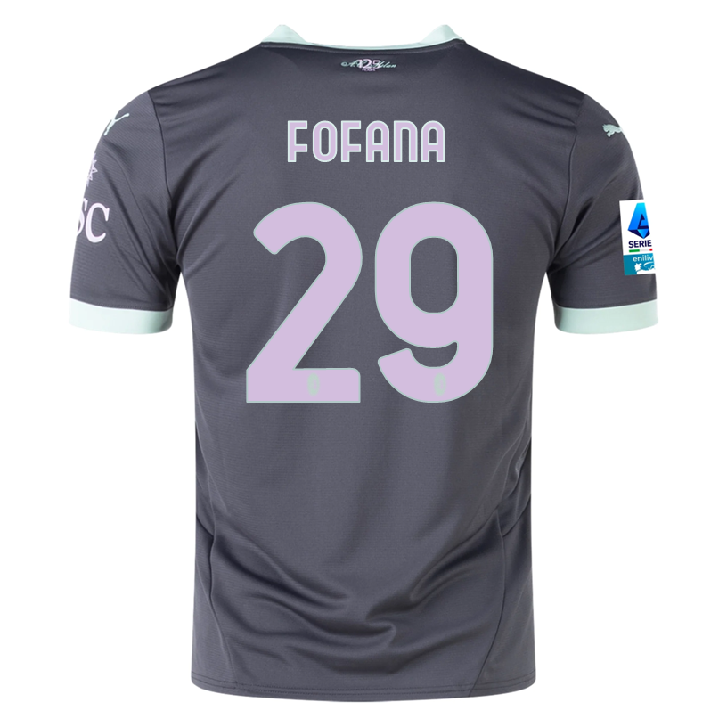 Puma AC Milan Youssouf Fofana Third Jersey w/ Serie A Patch 24/25 (Shadow Gray/Fresh Mint)
