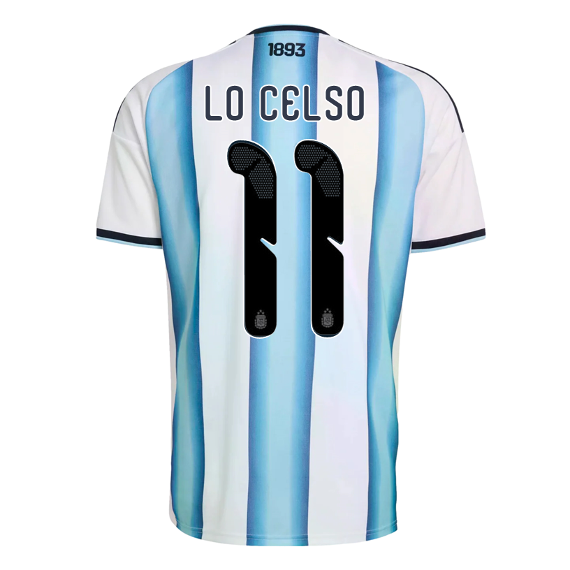 adidas Men's Lo Celso Argentina 2026 Home World Cup Jersey (White/Icey Light Blue)