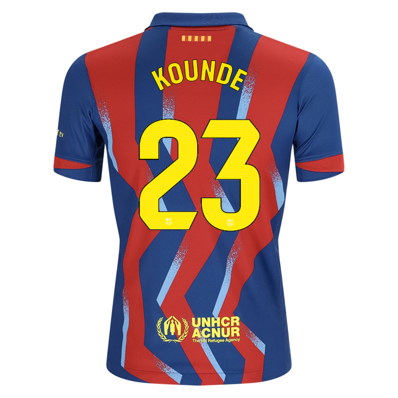 Nike Youth Kounde FC Barcelona 4th Soccer Jersey 25/26 (Gym Blue/Salsa Red)