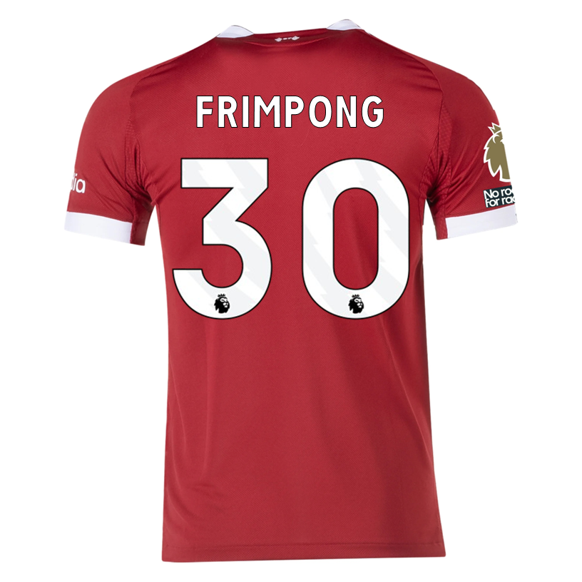 adidas Men's Liverpool FC Authentic Frimpong Home Jersey 25/26 w/ EPL + NRFR Patches (Strawberry Red)