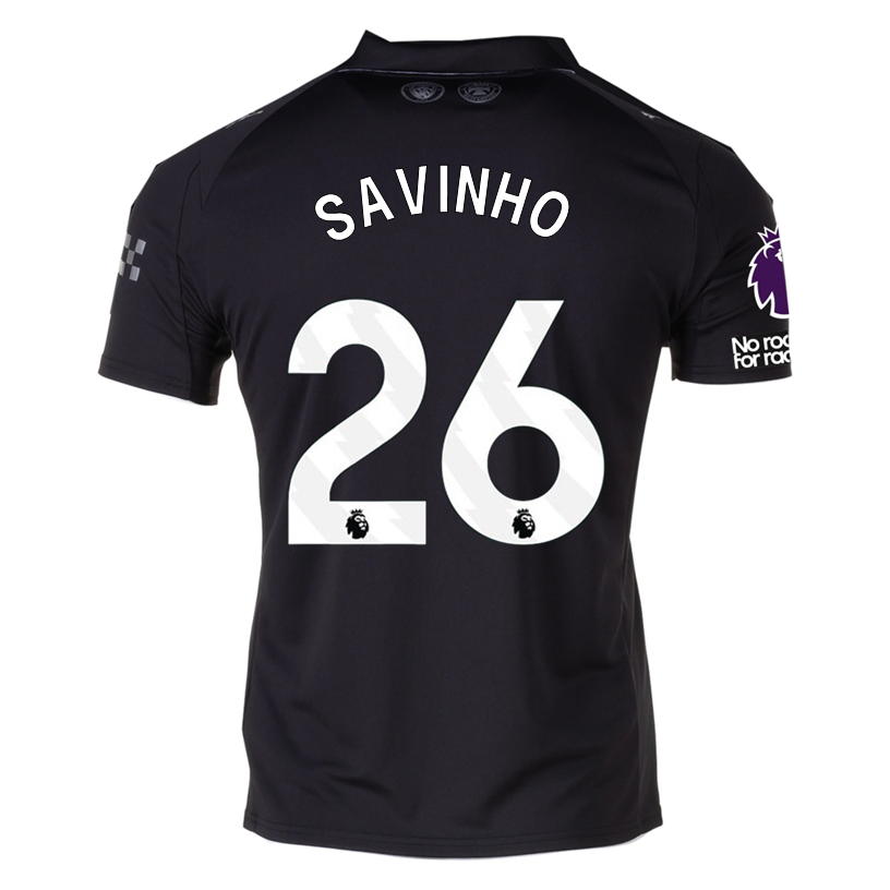 Puma Savinho Men's Manchester City Away Jersey 25/26 w/ NRFR + EPL Patches (Puma Black)