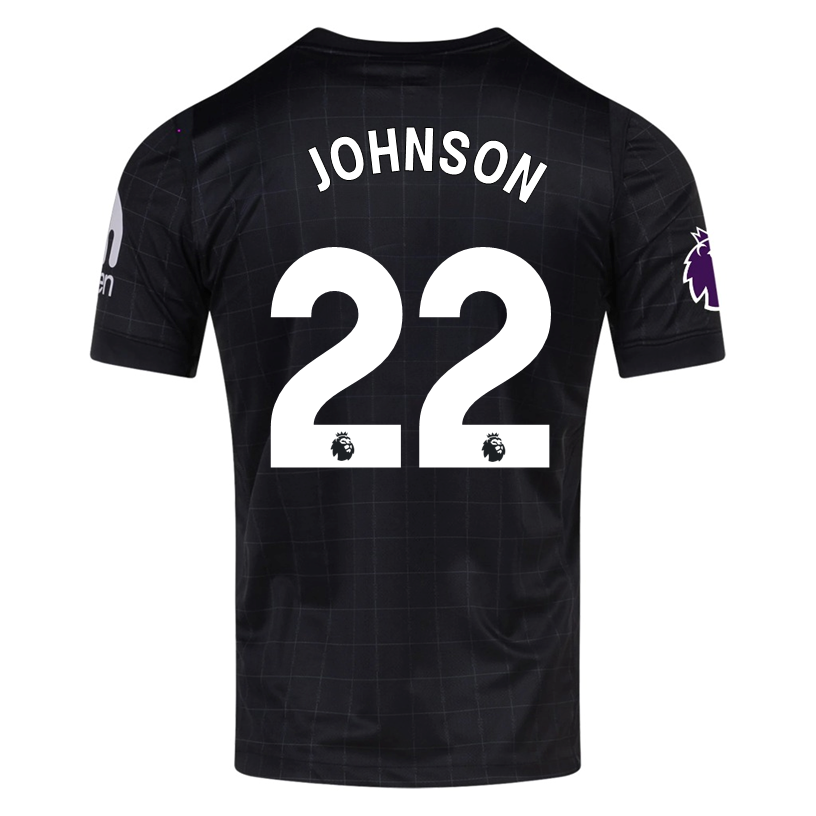 Nike Johnson Men's Tottenham Away Jersey w/ EPL + No Room For Racism Patches 25/26 (Black/Iron)