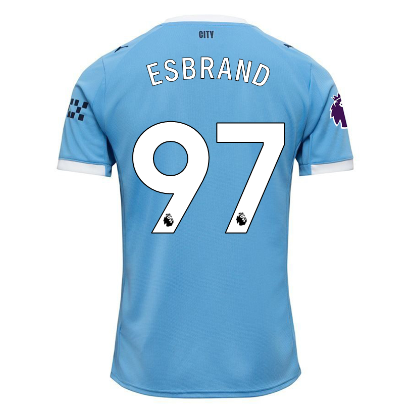 Puma Joshua Wilson-Esbrand Manchester City Home Jersey 25/26 w/ EPL + Sponsor Patch (Team Light Blue/Puma White)