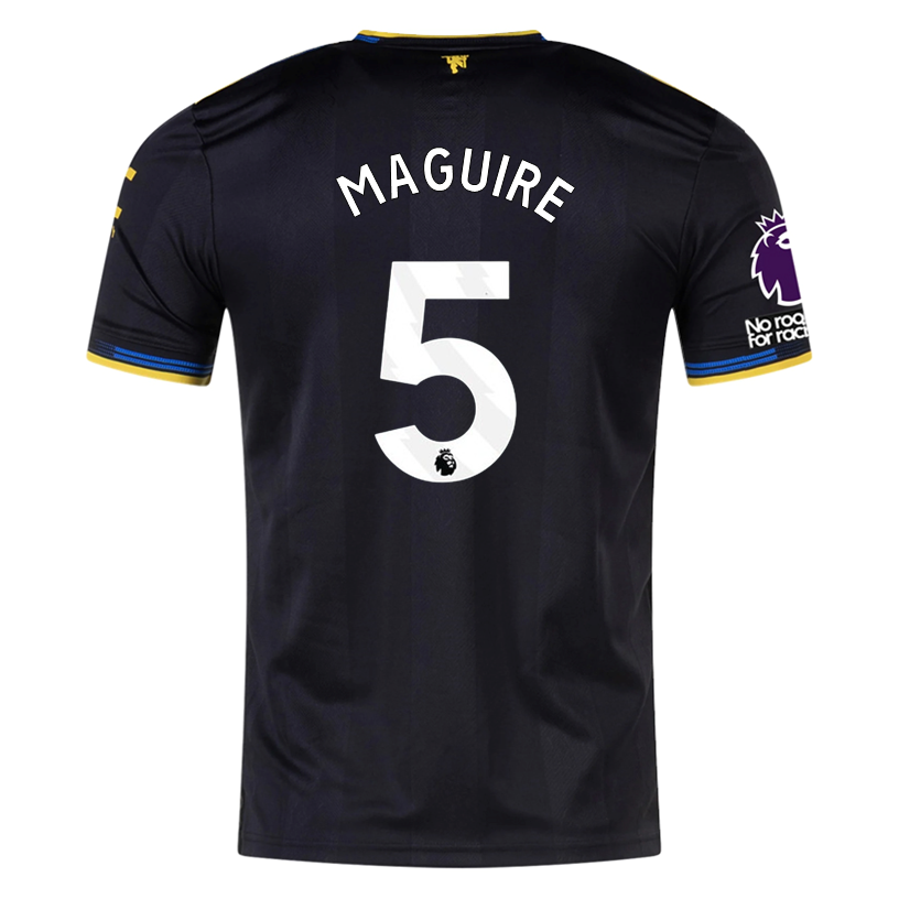 adidas Maguire  Men's Manchester United Authentic Third Jersey 25/26 w/ NRFR + EPL Patches (Black)