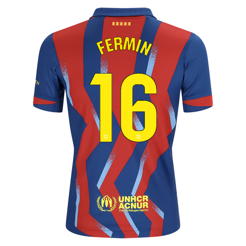 Nike Youth Fermin FC Barcelona 4th Soccer Jersey 25/26 (Gym Blue/Salsa Red)