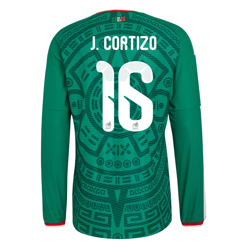 adidas Men&#39;s J. Cortizo Mexico Long-Sleeve Authentic Home Jersey 2026 (Bold Green)