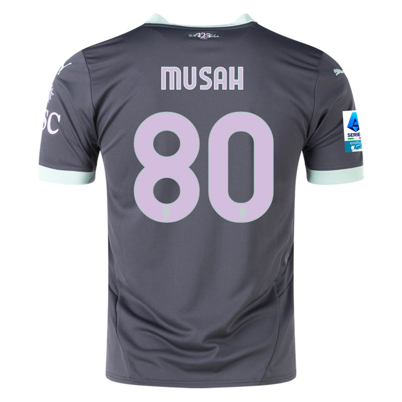 Puma AC Milan Yunus Musah Third Jersey w/ Serie A Patch 24/25 (Shadow Gray/Fresh Mint)