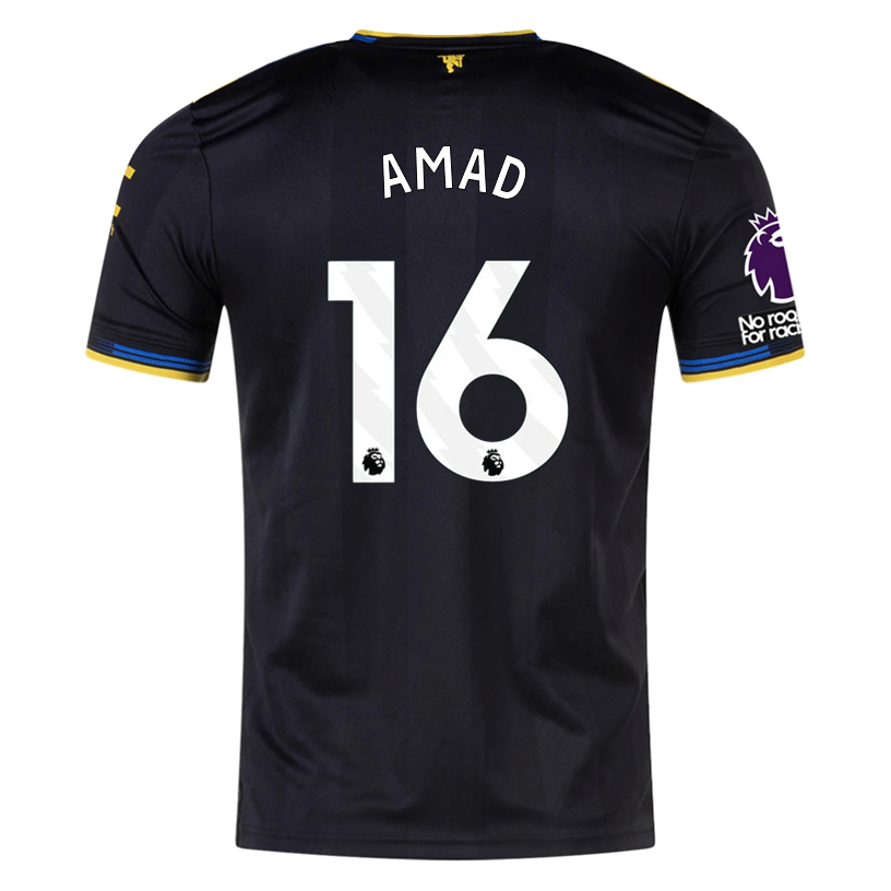 adidas Amad  Men&#39;s Manchester United Authentic Third Jersey 25/26 w/ NRFR + EPL Patches (Black)
