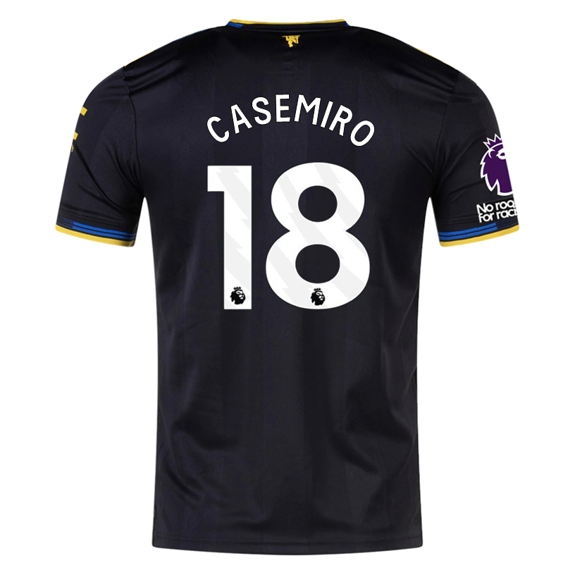adidas Casemiro  Men's Manchester United Authentic Third Jersey 25/26 w/ NRFR + EPL Patches (Black)