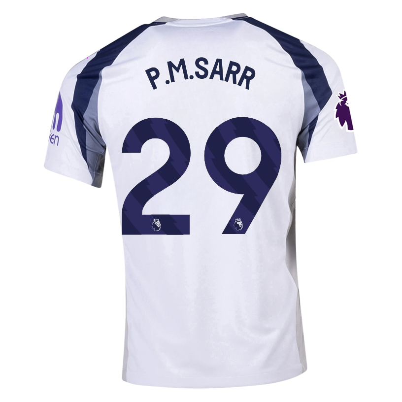 Nike P.M. Sarr Tottenham Hotspurs Home Jersey w/ EPL + No Room For Racism Patch 25/26 (White/Iron/Binary Blue)