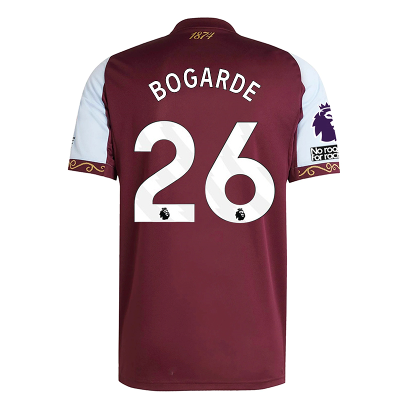 adidas Bogarde Men's Aston Villa Home Jersey 25/26 w/ NRFR + EPL Patches (Maroon/Blue)