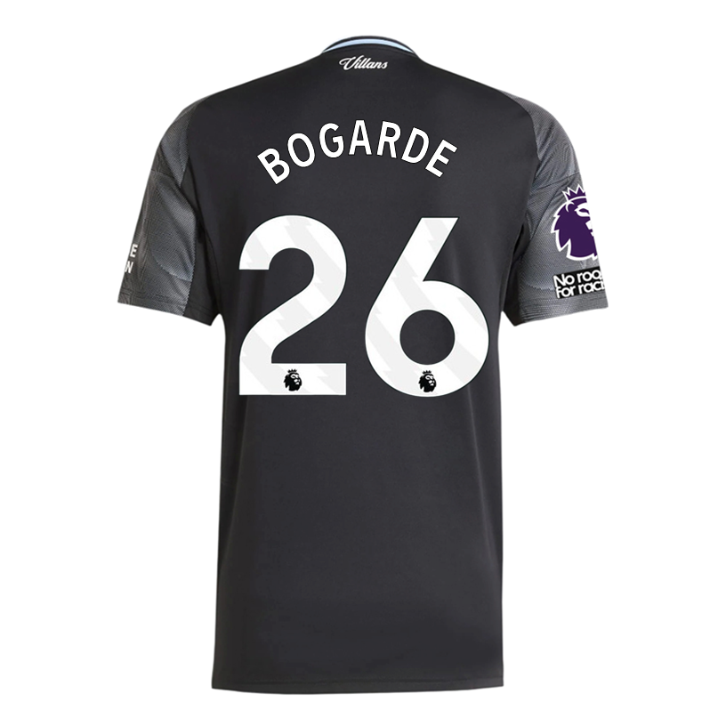 adidas Bogarde Men&#39;s Aston Villa 25/26 Away Jersey w/ EPL + NRFR Patches (Black/Global Blue)