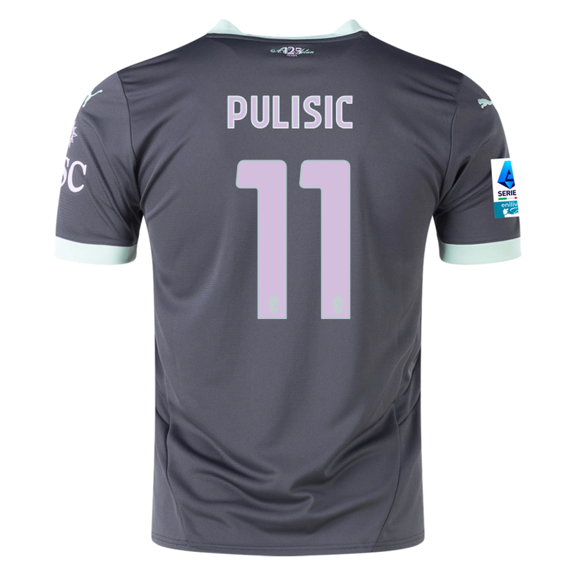 Puma AC Milan Christian Pulisic Third Jersey w/ Serie A Patch 24/25 (Shadow Gray/Fresh Mint)