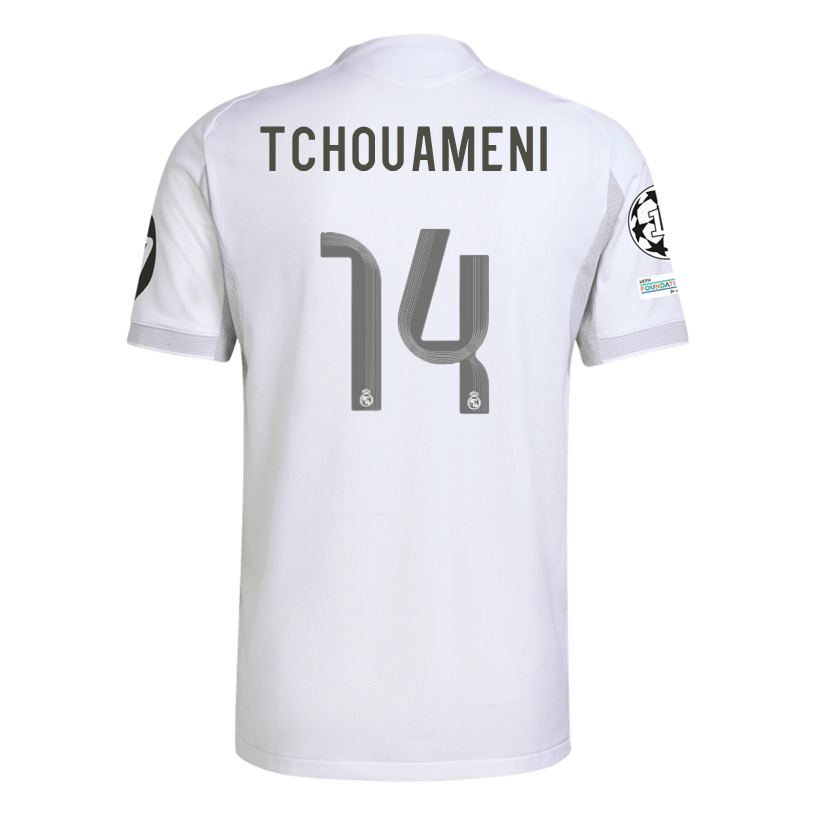 adidas Aurélien Tchouaméni Real Madrid 25/26 Home Jersey w/ Champions League Patches (White)