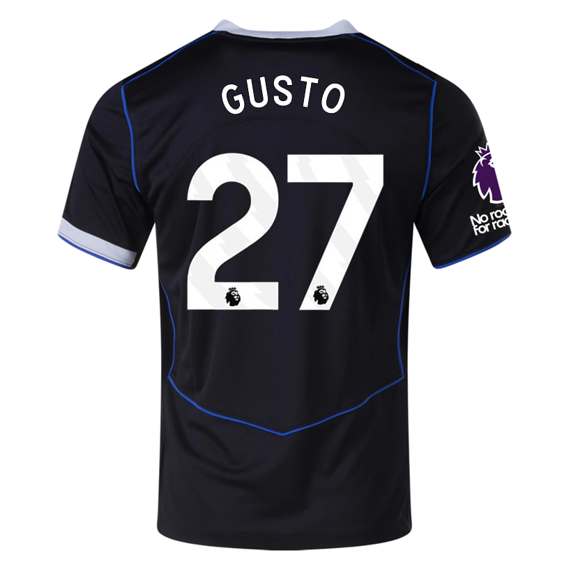 Nike Gusto Chelsea T90 Third Jersey w/ EPL + NRFR + CWCC Patch 25/26 (Black/Silver)