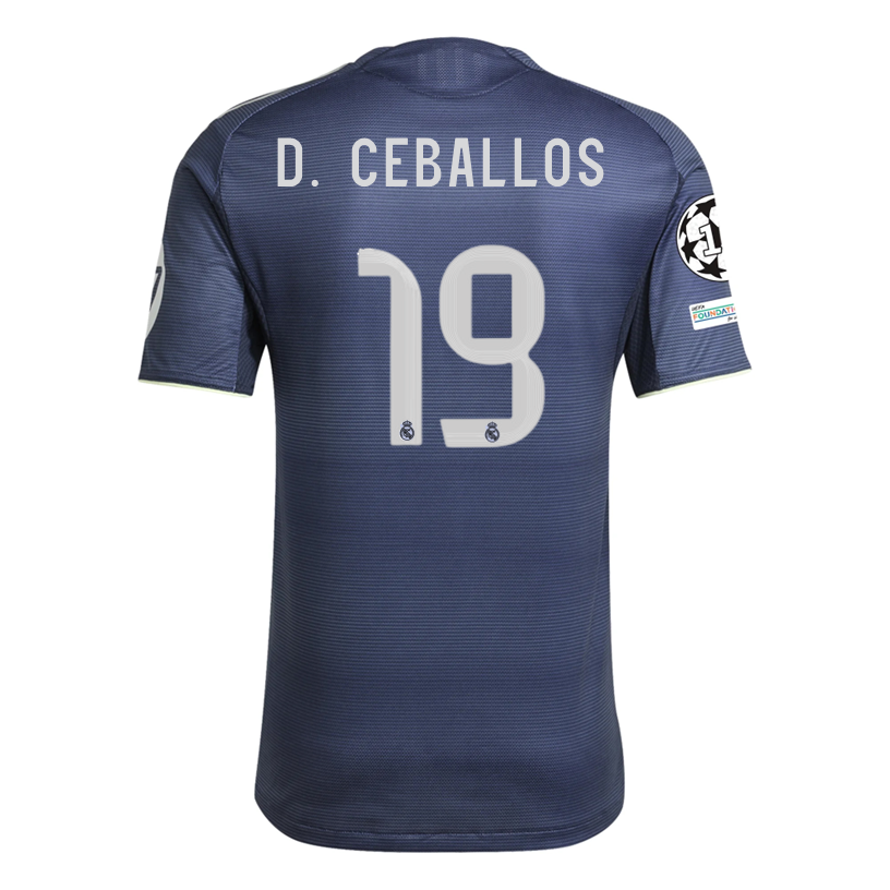 adidas Daniel Ceballos Fernández Real Madrid Authentic Away Jersey 25/26 w/ Champions League Patches (Legend Ink